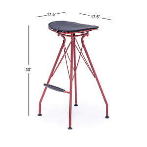 English Elm 30 Inch Industrial Faux Leather Barstools with Wood Footrest for Kitchen Island Seating Grey+Red B347P535342