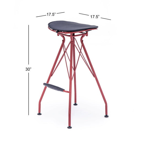 English Elm 30 Inch Industrial Faux Leather Barstools with Wood Footrest for Kitchen Island Seating Grey+Red B347P535342