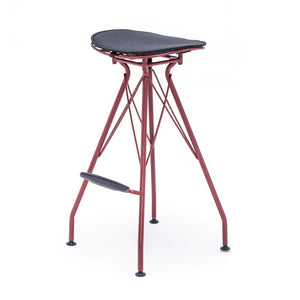 English Elm 30 Inch Industrial Faux Leather Barstools with Wood Footrest for Kitchen Island Seating Grey+Red B347P535342