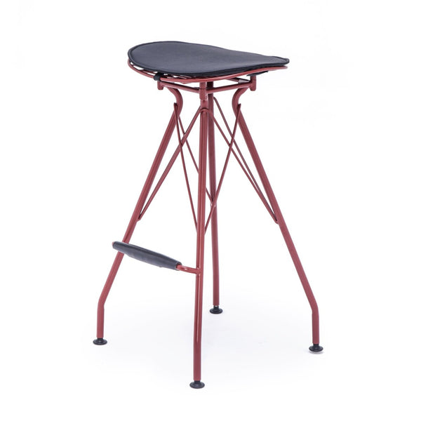 English Elm 30 Inch Industrial Faux Leather Barstools with Wood Footrest for Kitchen Island Seating Grey+Red B347P535342
