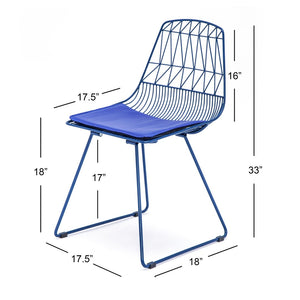 English Elm Industrial Faux Leather Bistro Chair Geometric Metal Frame for Cafe Kitchen Patio Blue B347P535407