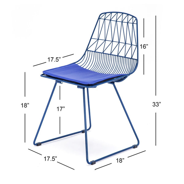 English Elm Industrial Faux Leather Bistro Chair Geometric Metal Frame for Cafe Kitchen Patio Blue B347P535407