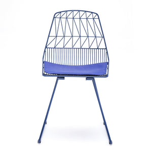 English Elm Industrial Faux Leather Bistro Chair Geometric Metal Frame for Cafe Kitchen Patio Blue B347P535407