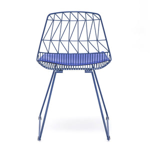 English Elm Industrial Faux Leather Bistro Chair Geometric Metal Frame for Cafe Kitchen Patio Blue B347P535407