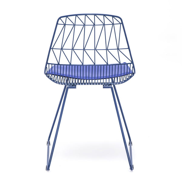 English Elm Industrial Faux Leather Bistro Chair Geometric Metal Frame for Cafe Kitchen Patio Blue B347P535407