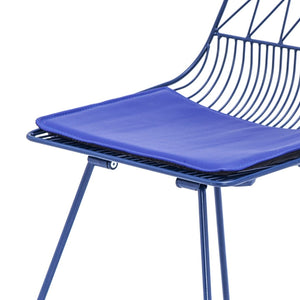 English Elm Industrial Faux Leather Bistro Chair Geometric Metal Frame for Cafe Kitchen Patio Blue B347P535407