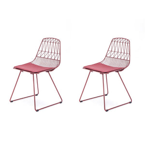 English Elm Industrial Faux Leather Bistro Chair Geometric Metal Frame for Cafe Kitchen Patio Red B347P535408