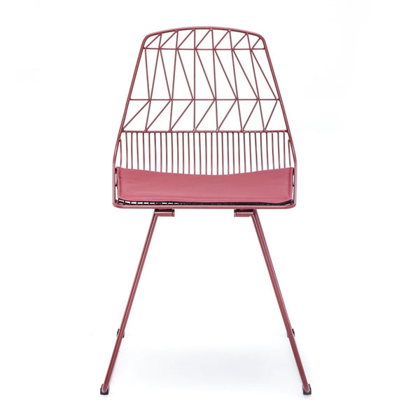 English Elm Industrial Faux Leather Bistro Chair Geometric Metal Frame for Cafe Kitchen Patio Red B347P535408