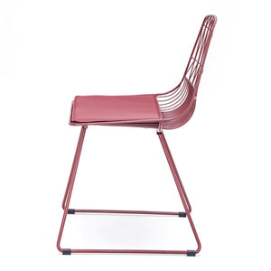 English Elm Industrial Faux Leather Bistro Chair Geometric Metal Frame for Cafe Kitchen Patio Red B347P535408