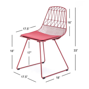 English Elm Industrial Faux Leather Bistro Chair Geometric Metal Frame for Cafe Kitchen Patio Red B347P535408
