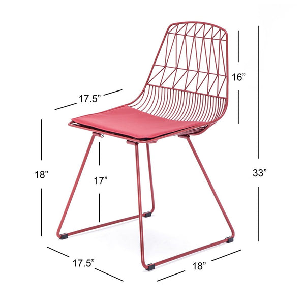 English Elm Industrial Faux Leather Bistro Chair Geometric Metal Frame for Cafe Kitchen Patio Red B347P535408