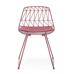 English Elm Industrial Faux Leather Bistro Chair Geometric Metal Frame for Cafe Kitchen Patio Red B347P535408