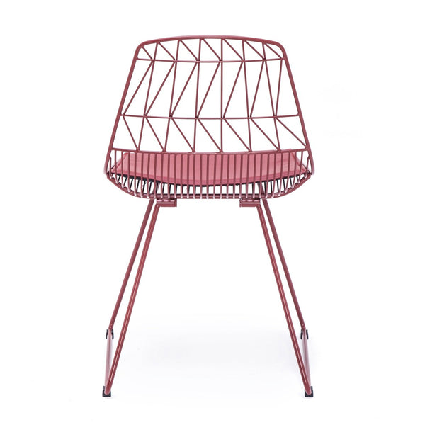 English Elm Industrial Faux Leather Bistro Chair Geometric Metal Frame for Cafe Kitchen Patio Red B347P535408