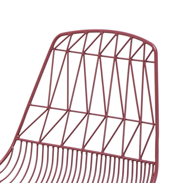 English Elm Industrial Faux Leather Bistro Chair Geometric Metal Frame for Cafe Kitchen Patio Red B347P535408