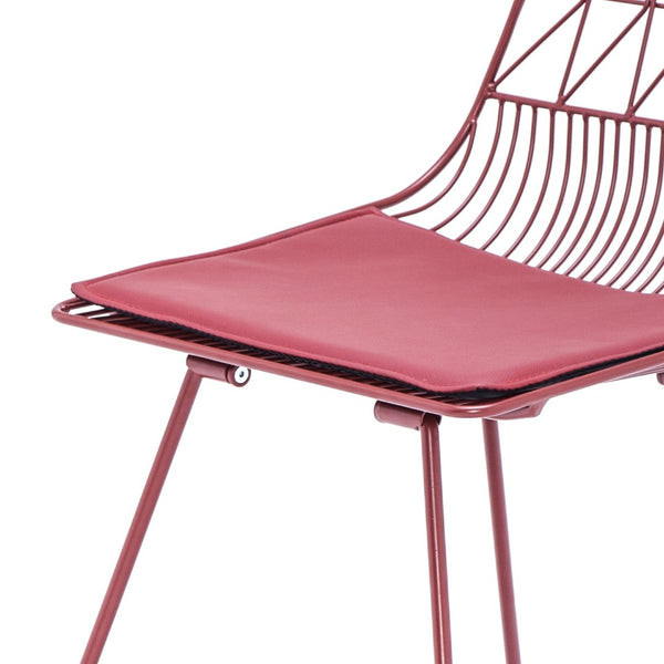 English Elm Industrial Faux Leather Bistro Chair Geometric Metal Frame for Cafe Kitchen Patio Red B347P535408