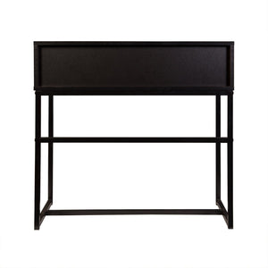 English Elm Modern Chevron Wood Drawer Console Table Matte Black Metal Frame Entryway Accent B347P535500