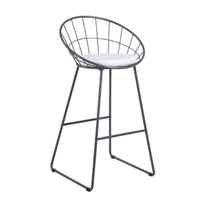 English Elm 2pcs Industrial Counter Stools Faux Leather Padded Seat Hollow Curved Metal Backrest Grey B347P537576