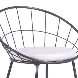 English Elm 2pcs Industrial Counter Stools Faux Leather Padded Seat Hollow Curved Metal Backrest Grey B347P537576