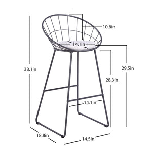 English Elm 2pcs Industrial Counter Stools Faux Leather Padded Seat Hollow Curved Metal Backrest Grey B347P537576
