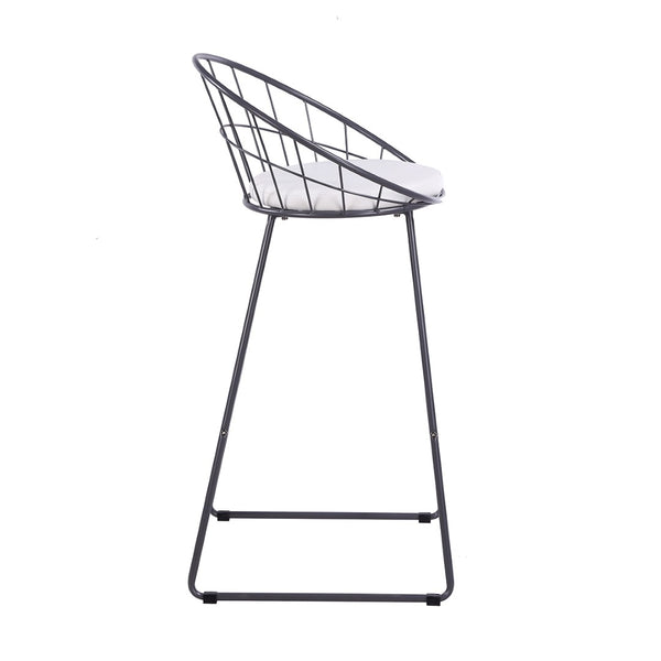 English Elm 2pcs Industrial Counter Stools Faux Leather Padded Seat Hollow Curved Metal Backrest Grey B347P537576