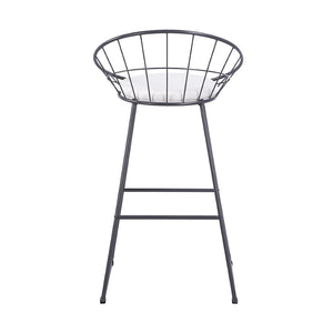 English Elm 2pcs Industrial Counter Stools Faux Leather Padded Seat Hollow Curved Metal Backrest Grey B347P537576