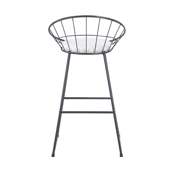 English Elm 2pcs Industrial Counter Stools Faux Leather Padded Seat Hollow Curved Metal Backrest Grey B347P537576