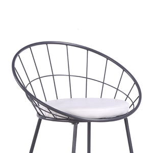 English Elm 2pcs Industrial Counter Stools Faux Leather Padded Seat Hollow Curved Metal Backrest Grey B347P537576