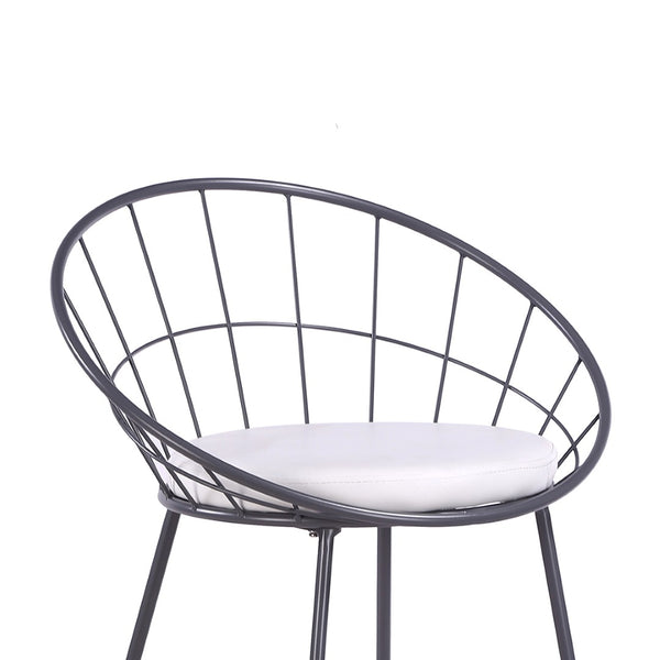 English Elm 2pcs Industrial Counter Stools Faux Leather Padded Seat Hollow Curved Metal Backrest Grey B347P537576