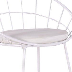 English Elm 2pcs Industrial Counter Stools Faux Leather Padded Seat Hollow Curved Metal Backrest White B347P537577