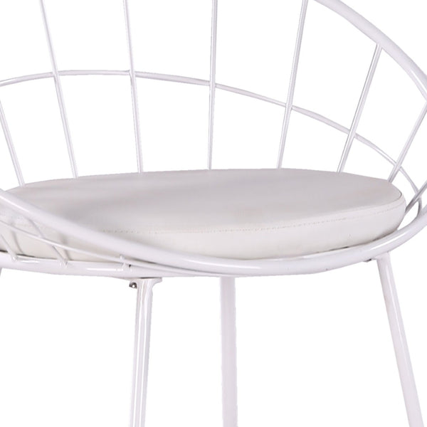 English Elm 2pcs Industrial Counter Stools Faux Leather Padded Seat Hollow Curved Metal Backrest White B347P537577