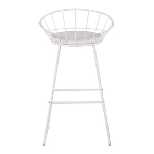 English Elm 2pcs Industrial Counter Stools Faux Leather Padded Seat Hollow Curved Metal Backrest White B347P537577