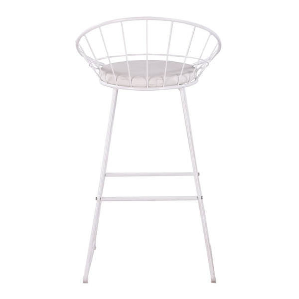 English Elm 2pcs Industrial Counter Stools Faux Leather Padded Seat Hollow Curved Metal Backrest White B347P537577