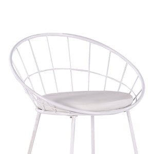 English Elm 2pcs Industrial Counter Stools Faux Leather Padded Seat Hollow Curved Metal Backrest White B347P537577
