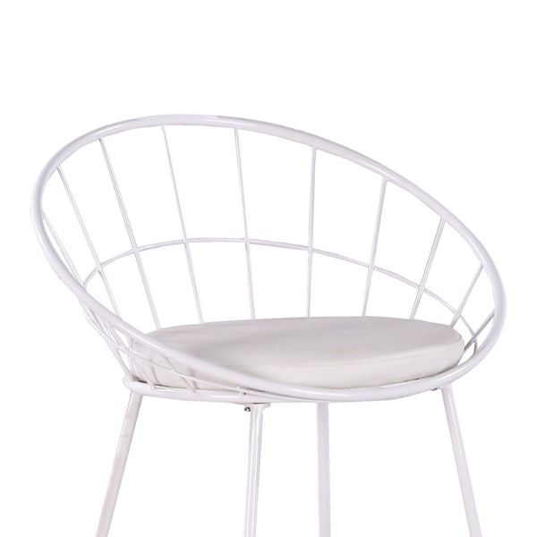 English Elm 2pcs Industrial Counter Stools Faux Leather Padded Seat Hollow Curved Metal Backrest White B347P537577