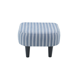 English Elm Coastal Pinstripe Upholstered Accent Chair with Ottoman Solid Wood Legs Reading Nook B347P537622