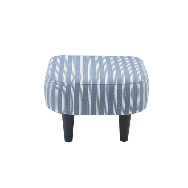 English Elm Coastal Pinstripe Upholstered Accent Chair with Ottoman Solid Wood Legs Reading Nook B347P537622