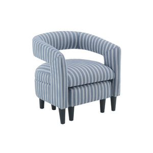 English Elm Coastal Pinstripe Upholstered Accent Chair with Ottoman Solid Wood Legs Reading Nook B347P537622