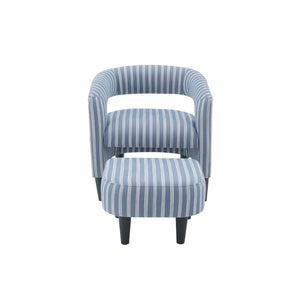 English Elm Coastal Pinstripe Upholstered Accent Chair with Ottoman Solid Wood Legs Reading Nook B347P537622