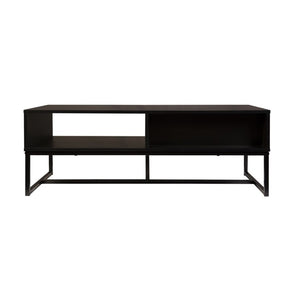 English Elm Modern Coastal Media Console with Natural Wood Drawer and Open Cubby for Living Room B347P542072