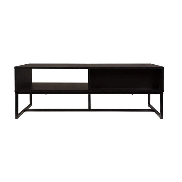 English Elm Modern Coastal Media Console with Natural Wood Drawer and Open Cubby for Living Room B347P542072