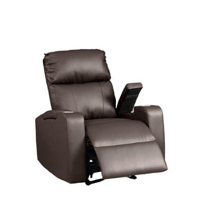 English Elm Modern Faux Leather Power Recliner with Cup Holders and Armrest Storage Compartments B347P543805