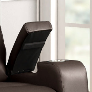 English Elm Modern Faux Leather Power Recliner with Cup Holders and Armrest Storage Compartments B347P543805