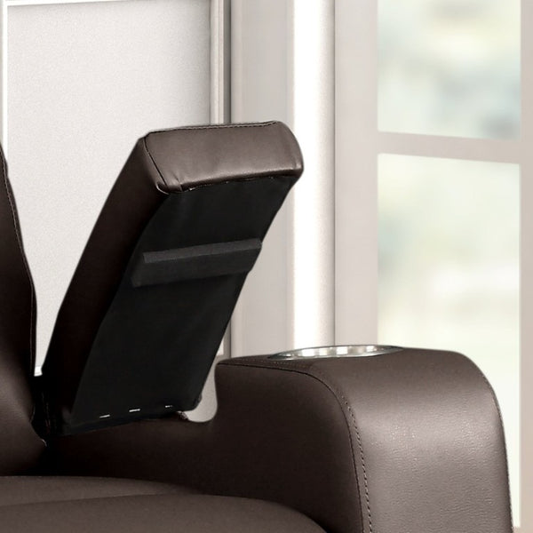 English Elm Modern Faux Leather Power Recliner with Cup Holders and Armrest Storage Compartments B347P543805
