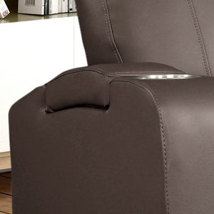 English Elm Modern Faux Leather Power Recliner with Cup Holders and Armrest Storage Compartments B347P543805