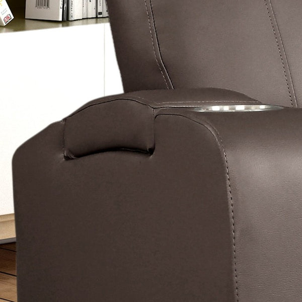 English Elm Modern Faux Leather Power Recliner with Cup Holders and Armrest Storage Compartments B347P543805