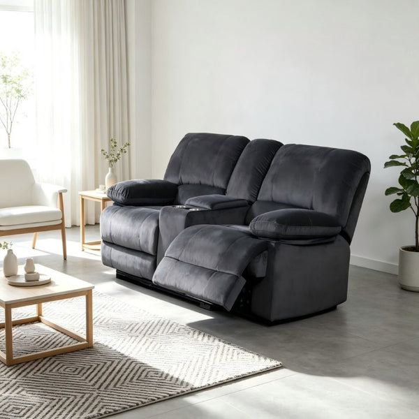 English Elm Dual Reclining Loveseat with Console Storage Polyester Plush Seating for Living Room B347P545627