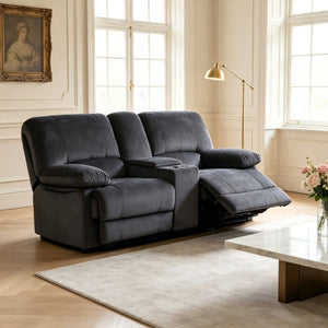 English Elm Dual Reclining Loveseat with Console Storage Polyester Plush Seating for Living Room B347P545627
