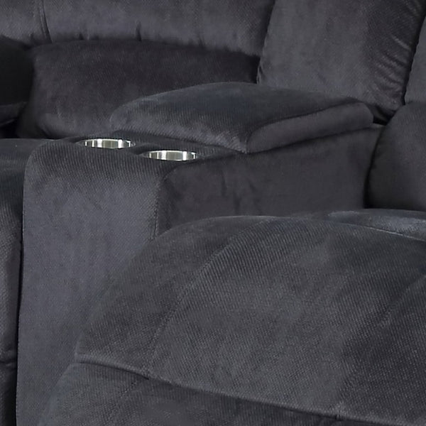 English Elm Dual Reclining Loveseat with Console Storage Polyester Plush Seating for Living Room B347P545627