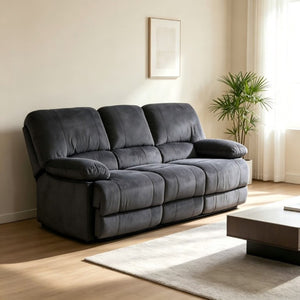 English Elm 3-Seater Reclining Massage Sofa Plush Polyester Upholstery with Dual Independent Mechanisms B347P545636