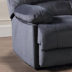 English Elm 3-Seater Reclining Massage Sofa Plush Polyester Upholstery with Dual Independent Mechanisms B347P545636